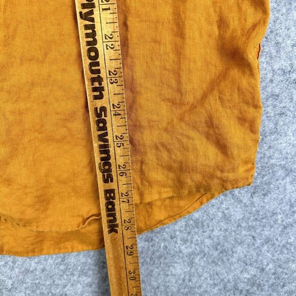 UNIQLO Linen Shirt Men L Yellow Breathable Lightweight Buttton Up Hipster Preppy - Picture 9 of 12